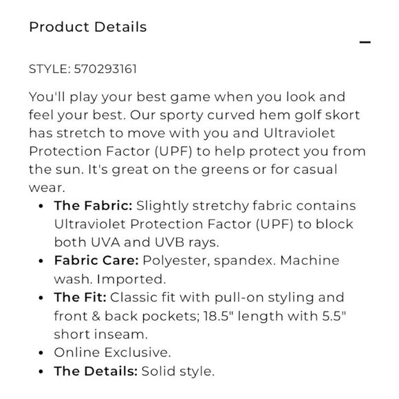 Chico’s Zenergy UPF Curved Hem Skort - Size 14 - Picture 5 of 13